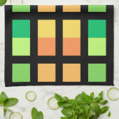 Groen Geel Minimale Vierkantjes Theedoek (Gevouwen)