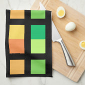 Groen Geel Minimale Vierkantjes Theedoek (Quarter Fold)