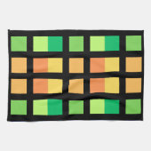 Groen Geel Minimale Vierkantjes Theedoek (Horizontaal)