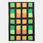 Groen Geel Minimale Vierkantjes Theedoek (Verticaal)