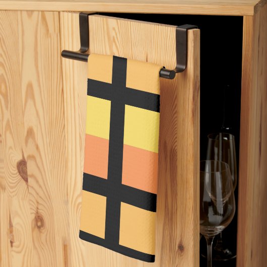 Groen Geel Minimale Vierkantjes Theedoek (Derde Gevouwen)