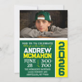 Groen & geel Modern Afstuderen Fotouitnodiging Kaart (Voorkant)