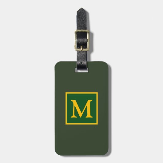 groen/geel monogram voor reiziger bagagelabel (Voorkant verticaal)