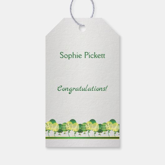 Groen geel mortel, diploma Afstuderen Cadeaulabel (Achterkant)