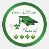 Groen Geel Mortel Diploma Klasse van 2025 Ronde Sticker (Voorkant)
