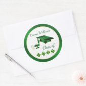 Groen Geel Mortel Diploma Klasse van 2025 Ronde Sticker (Envelop)