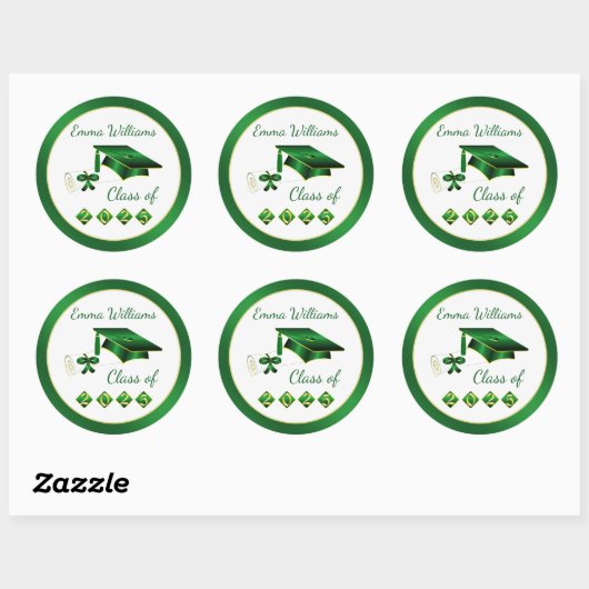 Groen Geel Mortel Diploma Klasse van 2025 Ronde Sticker (Vel)