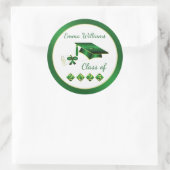 Groen Geel Mortel Diploma Klasse van 2025 Ronde Sticker (Tas)