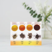 Groen, Geel, Oolong en Zwart thee Briefkaart (Staand voorkant)