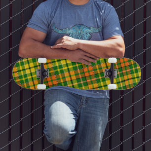 Groen Geel Oranje Schotse Ruit Ontwerp Persoonlijk Skateboard