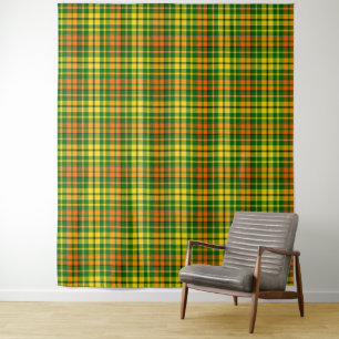 Groen Geel Oranje Schotse Ruit Ontwerp Wandkleed