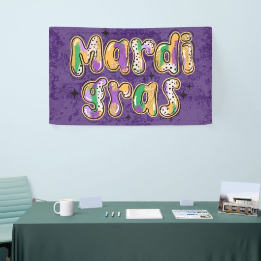 Groen Geel Paarse Mardi Gras Spandoek (Beurs)