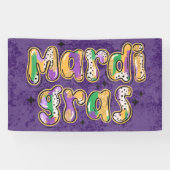 Groen Geel Paarse Mardi Gras Spandoek (Horizontaal)