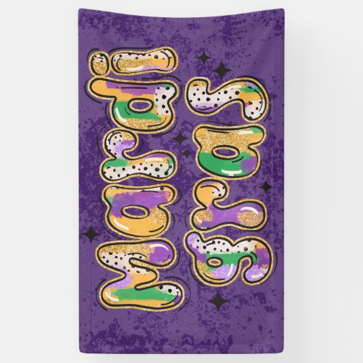 Groen Geel Paarse Mardi Gras Spandoek (Verticaal)