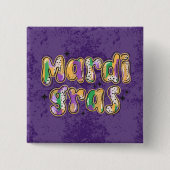 Groen Geel Paarse Mardi Gras Vierkante Button 5,1 Cm (Voorkant)