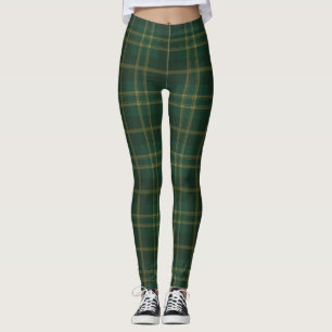 Groen geel patroon met pantserpatroon leggings