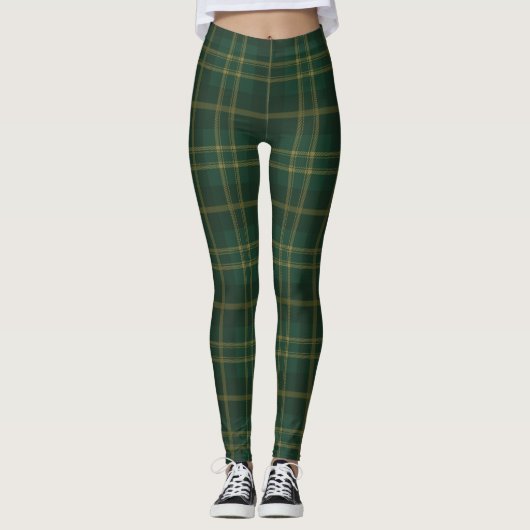 Groen geel patroon met pantserpatroon leggings (Voorkant)