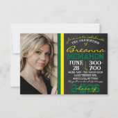 Groen & Geel Paw Print Afstuderen 2 Foto Kaart (Voorkant)