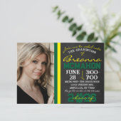 Groen & Geel Paw Print Afstuderen 2 Foto Kaart (Staand voorkant)