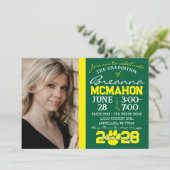 Groen & geel Pawprint Afstuderen Foto Kaart (Staand voorkant)