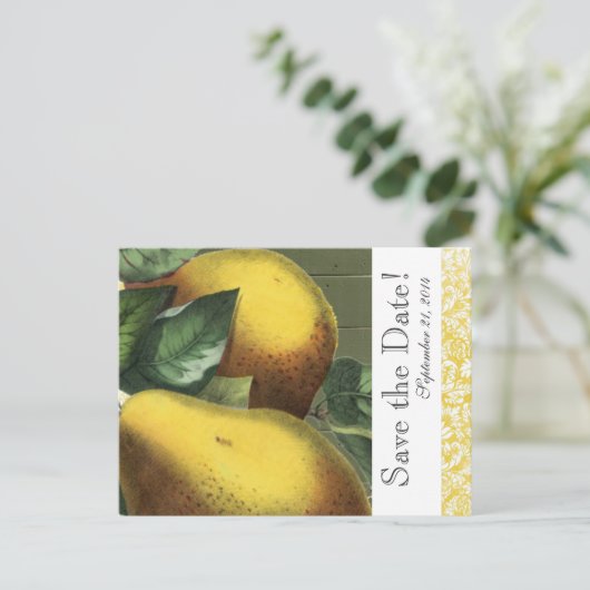 Groen Geel  Peerhout Bewaar de datum Aankondigingskaart (Staand voorkant)