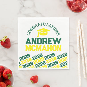 Groen & Geel Persoonlijk Afstudeerfeest Papier Servet