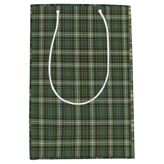 Groen Geel Plaid Ontwerp Medium Cadeauzakje (Voorkant)