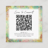 Groen & Geel QR-Code Kleurrijk Abstract Patroon Vierkante Visitekaartje (Achterkant)