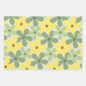 Groen Geel Retro Y2K 70s Bloempatroon Inpakpapier Vel (Voorkant 2)