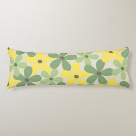 Groen Geel Retro Y2K 70s Bloempatroon Lichaamskussen