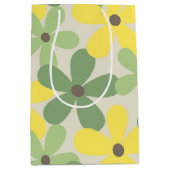 Groen Geel Retro Y2K 70s Bloempatroon Medium Cadeauzakje (Voorkant)