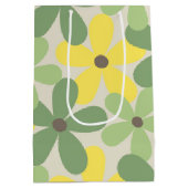 Groen Geel Retro Y2K 70s Bloempatroon Medium Cadeauzakje (Achterkant)