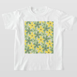 Groen Geel Retro Y2K 70s Bloempatroon T-shirt