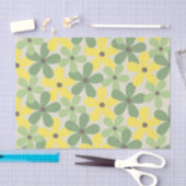 Groen Geel Retro Y2K 70s Bloempatroon Tissuepapier (Craft)