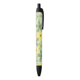 Groen Geel Retro Y2K 70s Bloempatroon Zwarte Inkt Pen