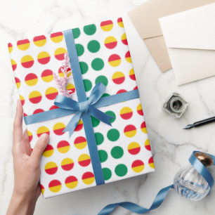 Groen Geel Rode Stippen Cirkels Cadeaupapier