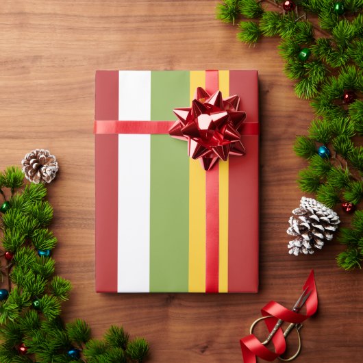 Groen Geel Rode Strepen Cadeaupapier (Feestdagen Geschenken)