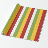 Groen Geel Rode Strepen Cadeaupapier (Uitgerold)