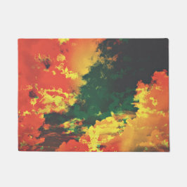 Groen geel rood, abstract digitaal kunstontwerp deurmat