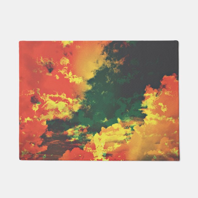 Groen geel rood, abstract digitaal kunstontwerp deurmat (Voorkant)