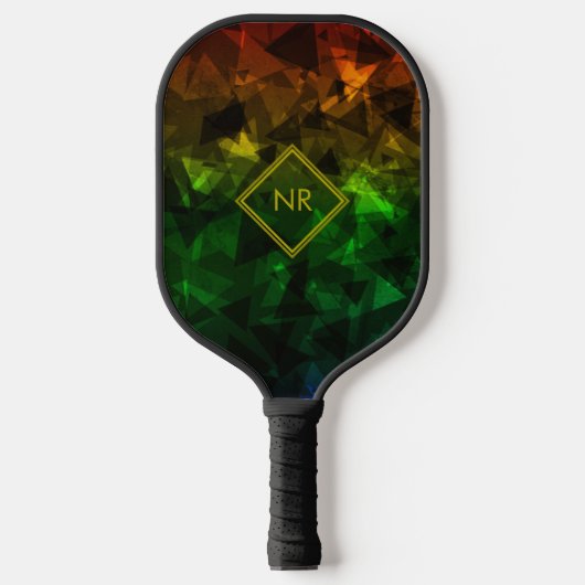 Groen Geel Rood Driehoek Patroon Kleurrijk Rasta Pickleball Paddle (Voorkant)