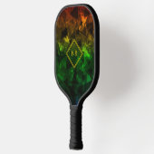 Groen Geel Rood Driehoek Patroon Kleurrijk Rasta Pickleball Paddle (Links)