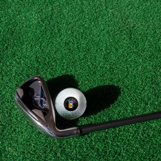 Groen geel rood Monogram initiaal B zwart wit Golfballen