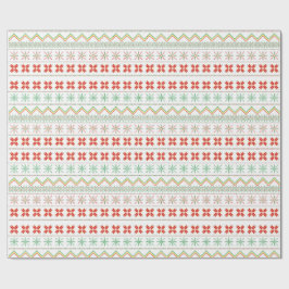 Groen-Geel-Rood Pixel breipatroon Cadeaupapier
