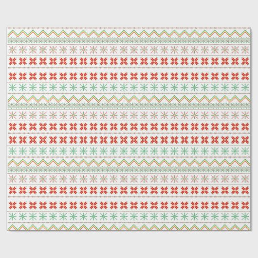 Groen-Geel-Rood Pixel breipatroon Cadeaupapier (Vlak)