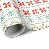 Groen-Geel-Rood Pixel breipatroon Cadeaupapier (Rol Hoek)