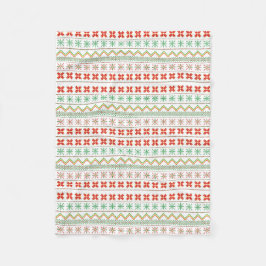 Groen-Geel-Rood Pixel breipatroon Fleece Deken