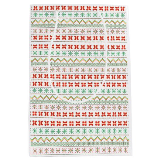Groen-Geel-Rood Pixel breipatroon Medium Cadeauzakje (Voorkant)