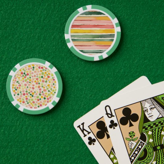 Groen Geel Rood Roze Strepen Poker Chips (Pokertafel (Dubbel))