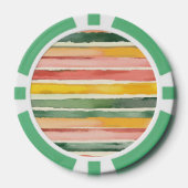 Groen Geel Rood Roze Strepen Poker Chips (Voorkant)